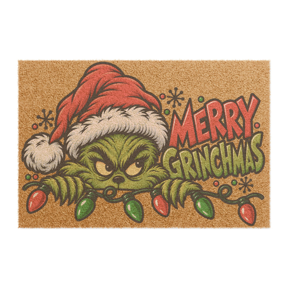 Grinch Christmas Doormat - "Merry Grinchmas" Holiday Coir Welcome Mat