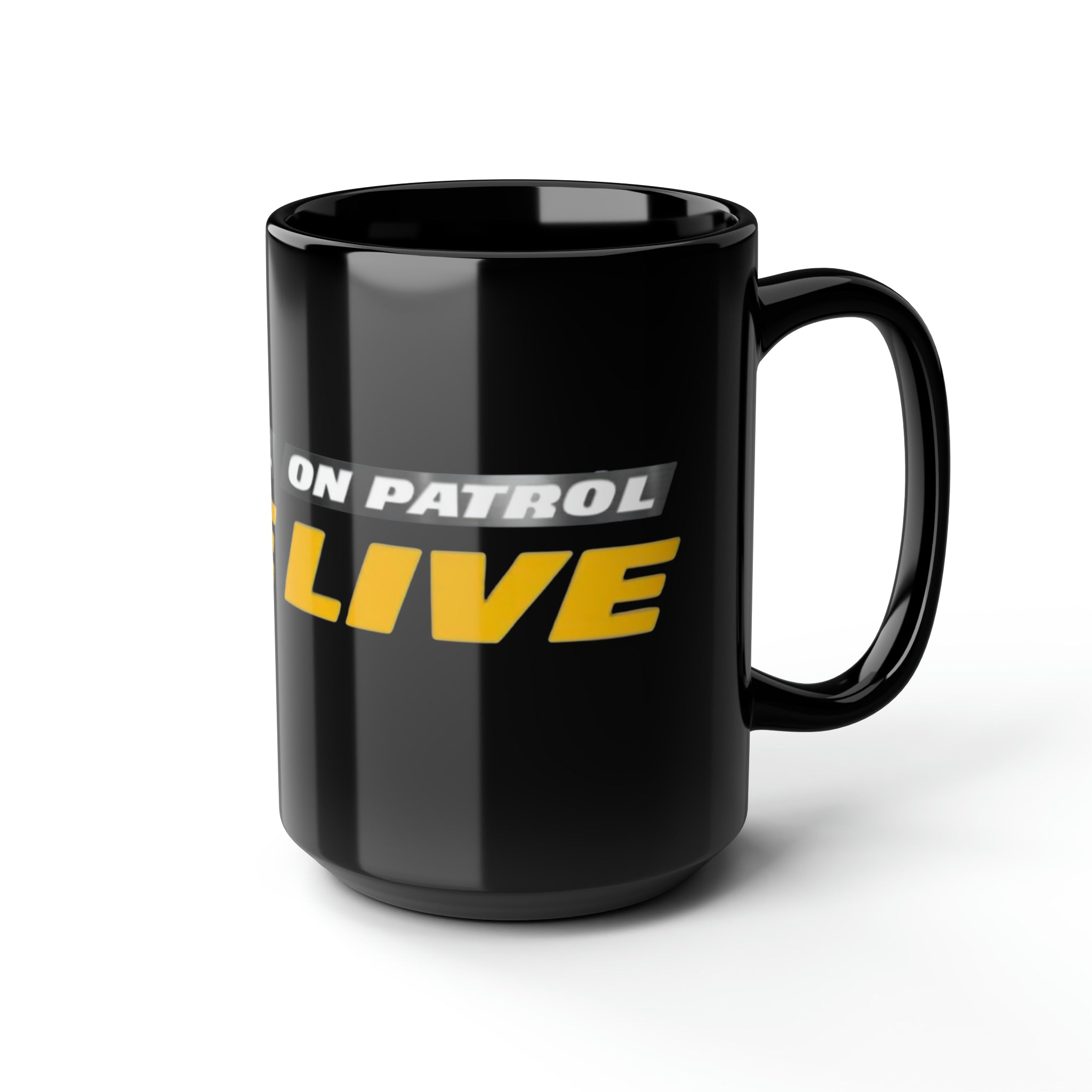 OPL- On Patrol Live Logo- Black Mug 15oz - Creations by Chris and Carlos