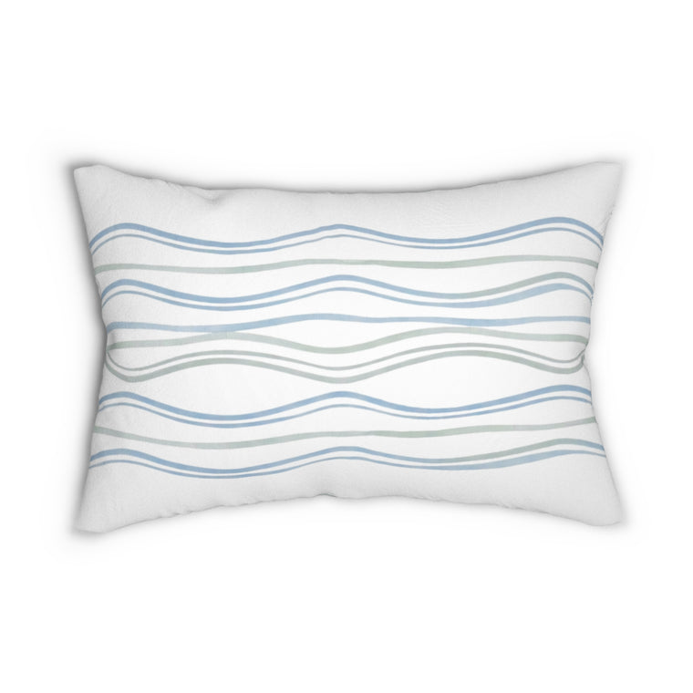Honey & Hive™ Home | Pattern Play™ | Stitch + Stripe Coastal Wave Lumbar Pillow — Blue Striped Decorative Accent