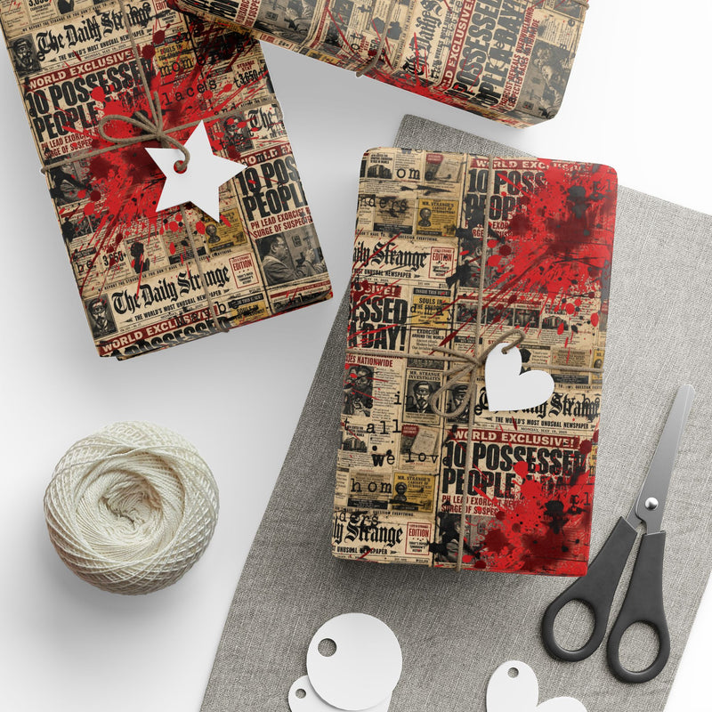 Halloween Newspaper Vintage Punk Concert Poster Wrapping Paper — Retro Music Collage Gift Wrap