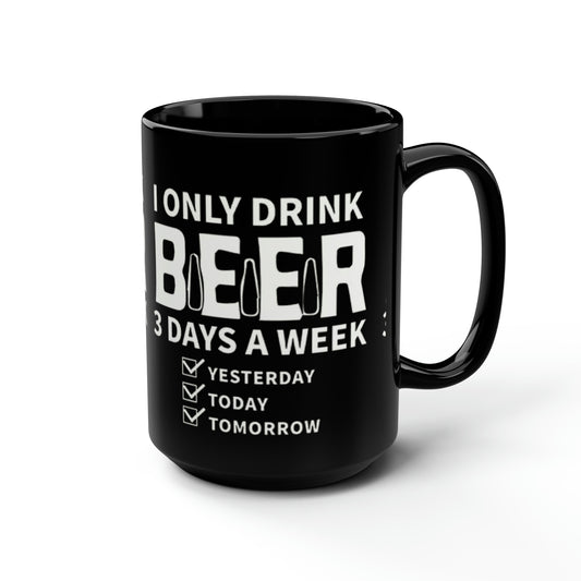 Beer Drinking- Black Mug, 15oz - Creations by Chris and Carlos