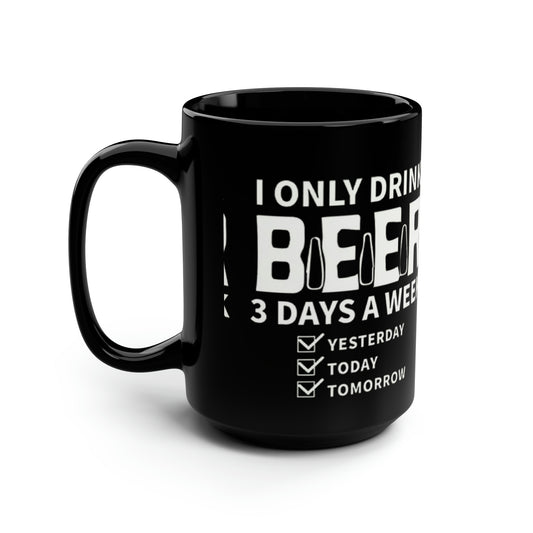 Beer Drinking- Black Mug, 15oz - Creations by Chris and Carlos
