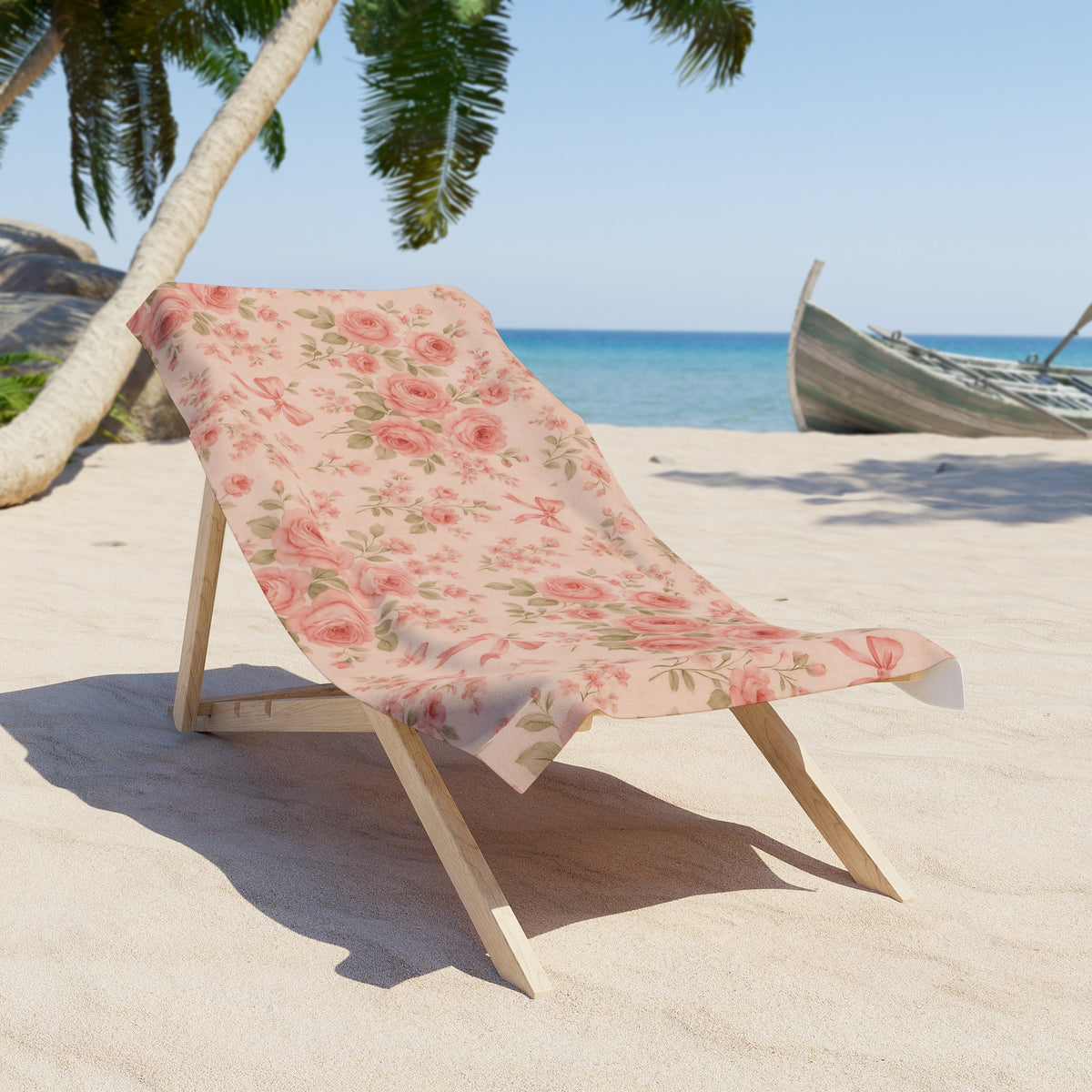Floral Beach Towel - Elegant Pink Rose Print, Ideal for Summer, Poolside, Picnics, Beach Days, and Gifts - Creations by Chris and Carlos
