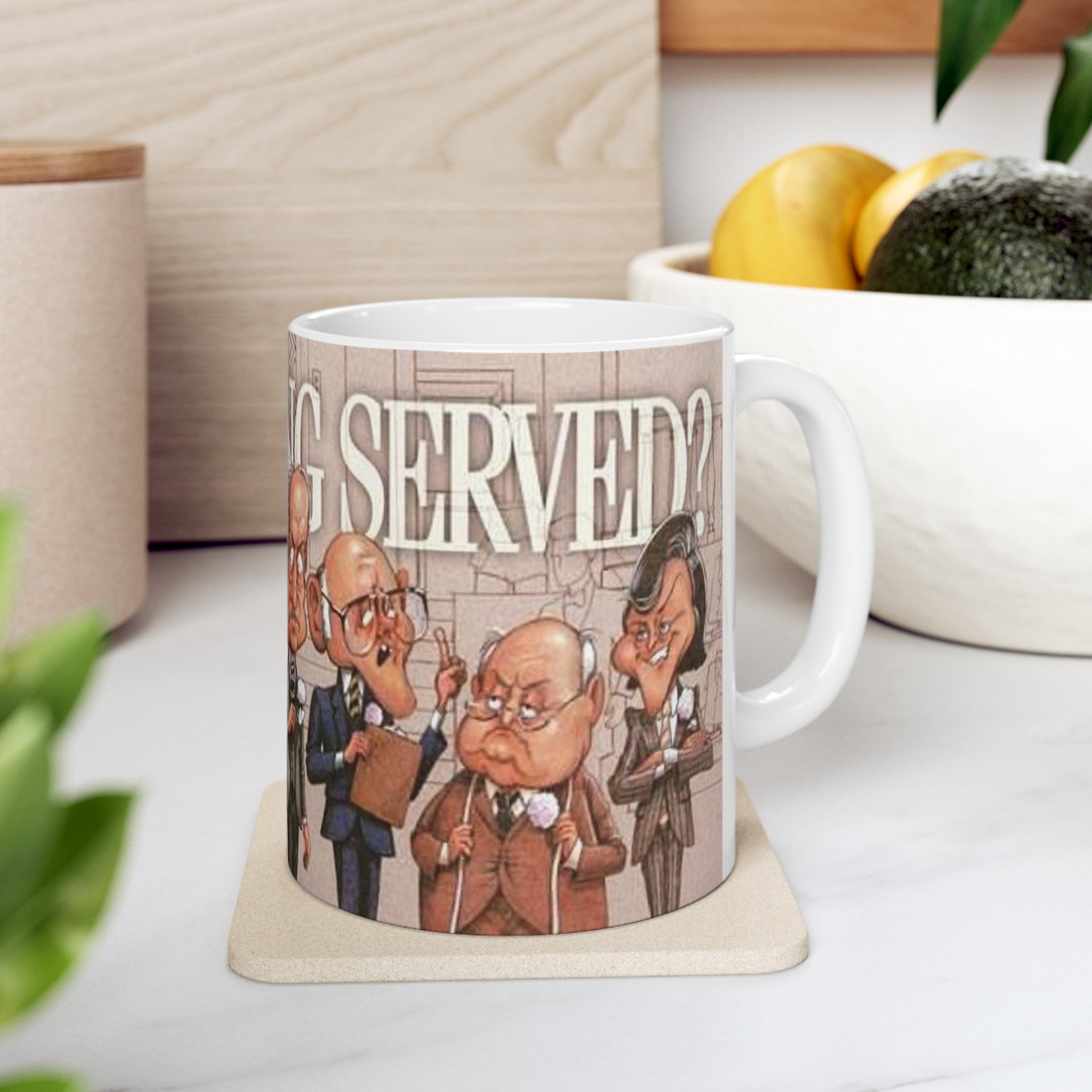 Are you being served- White Ceramic Mug - Creations by Chris and Carlos
