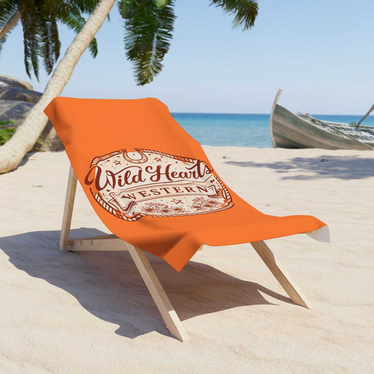 Wild Hearts Western Orange Beach Towel - Creations by Chris and Carlos