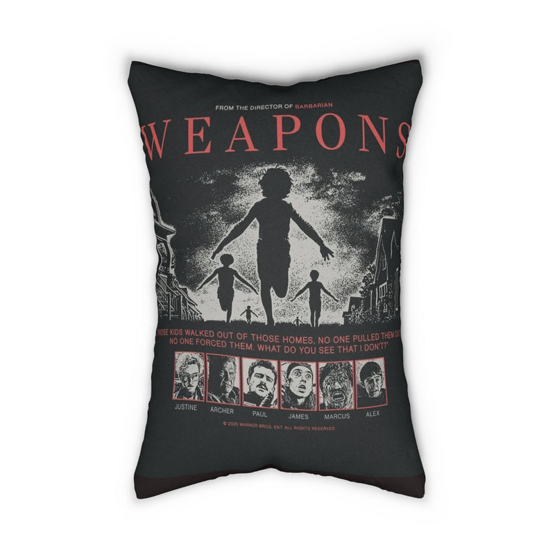 Weapons Movie Poster Lumbar Pillow — Retro Horror Sci‑Fi Decorative Cushion