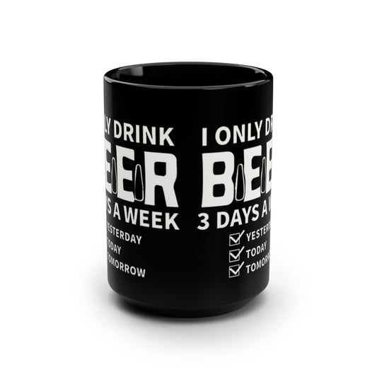 Beer Drinking- Black Mug, 15oz - Creations by Chris and Carlos