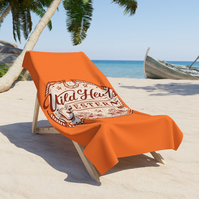 Wild Hearts Western Orange Beach Towel - Creations by Chris and Carlos