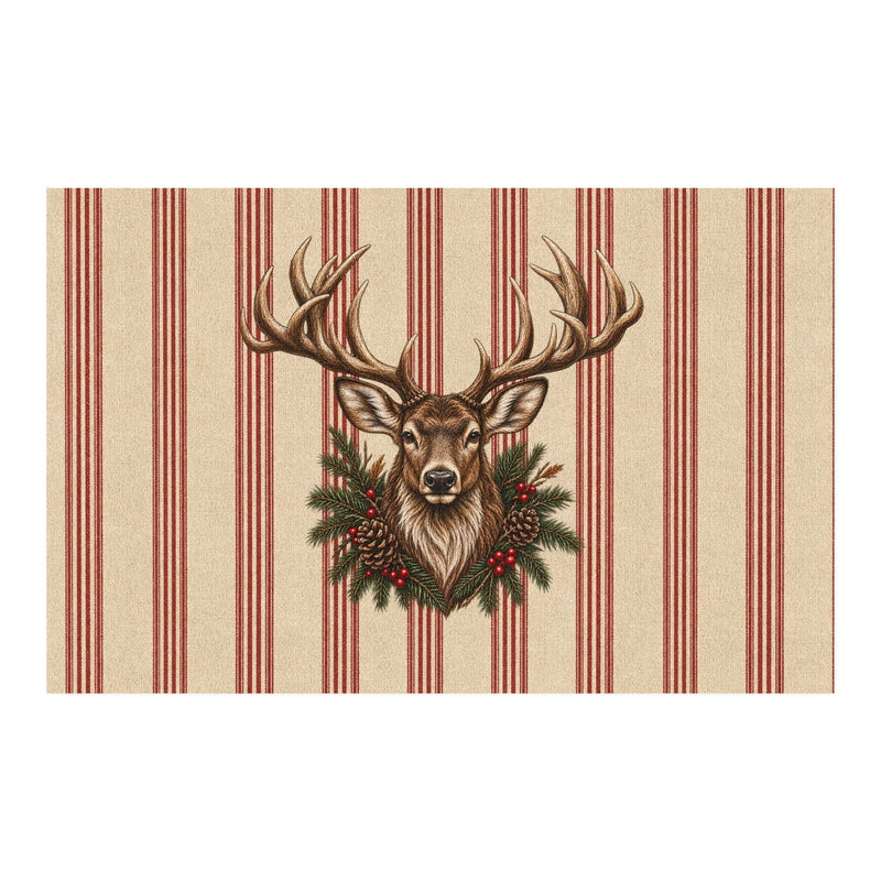 Fireside Provisions™ | Stag & Evergreen Stripe Kitchen Rug