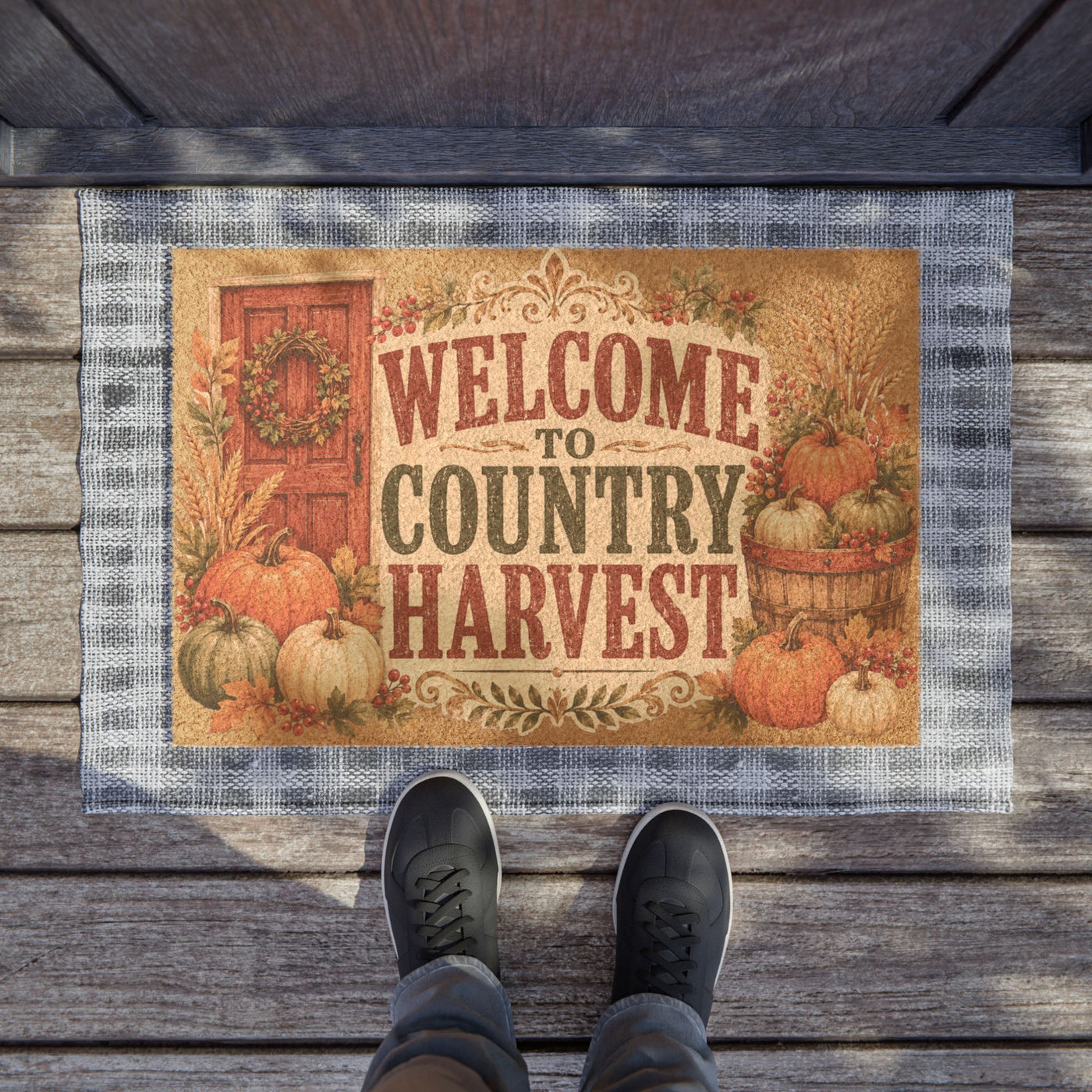 Welcome to Country Harvest — Country Harvest | 24 × 16 Coir Doormat | Old Soul Harvest Hallow™