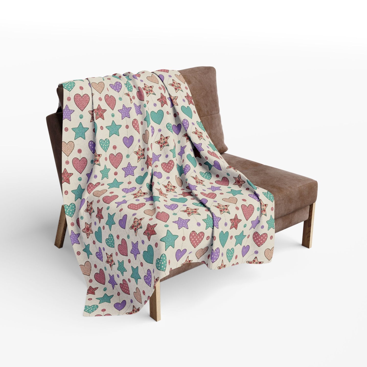 Stitched & Storybound- Cozy Heart & Star Print Fleece Blanket - Perfect for Home Decor, Gift for Any Occasion, Warmth for Winter Snuggles, Kids Bedroom - Creations by Chris and Carlos