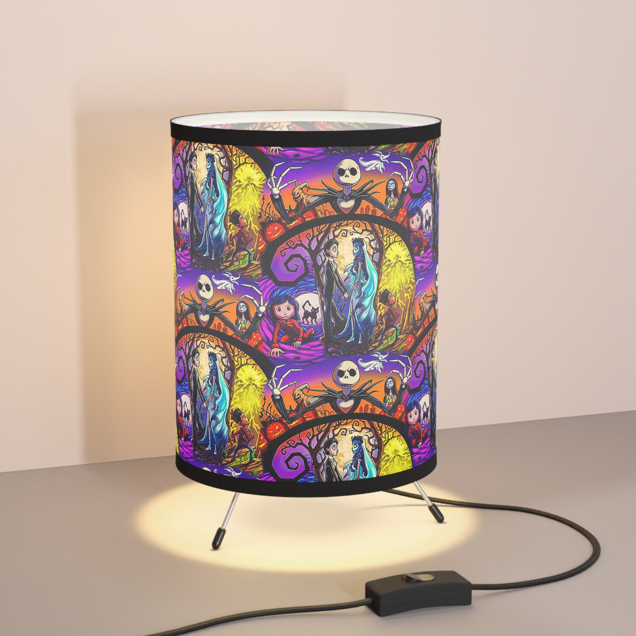 Nightmare Before Christmas- Tripod Lamp with High-Res Printed Shade, US\CA plug - Creations by Chris and Carlos