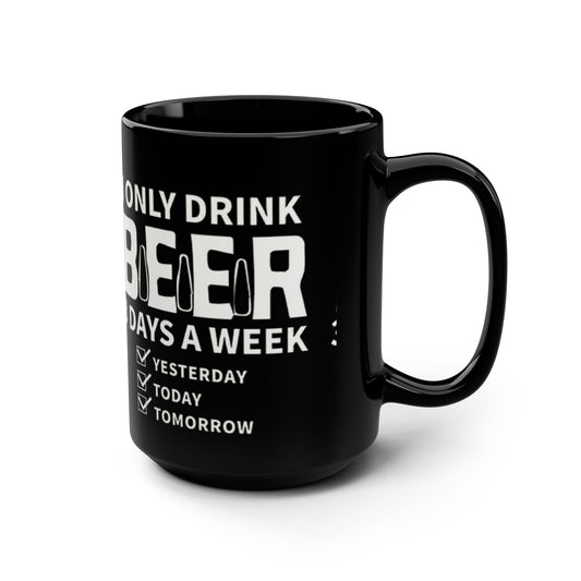 Beer Drinking- Black Mug, 15oz - Creations by Chris and Carlos