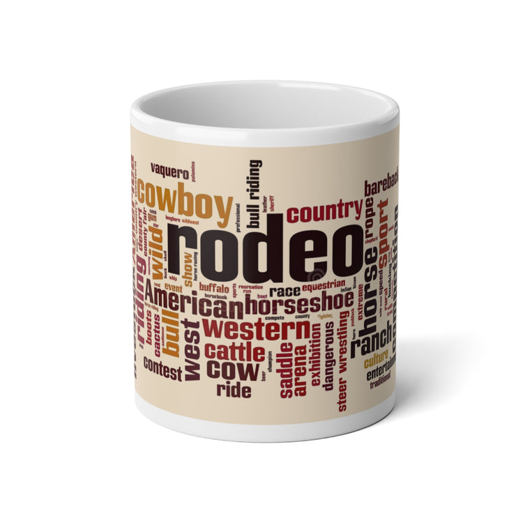 Rodeo Word Cloud Jumbo 20oz Mug – Western Cowboy Coffee Cup