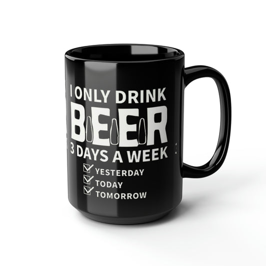 Beer Drinking- Black Mug, 15oz - Creations by Chris and Carlos