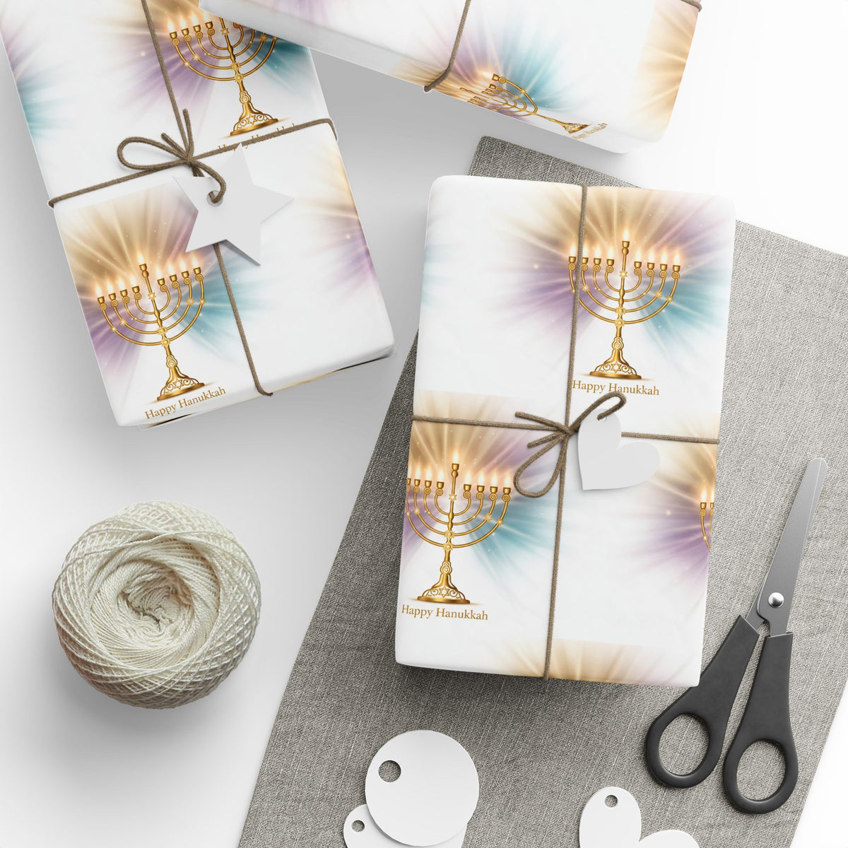 Hanukkah menorah gift wrapping paper