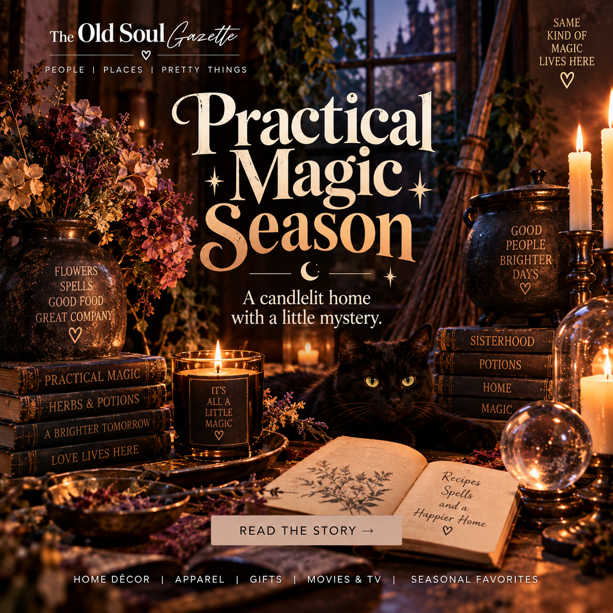 Practical Magic Season | A Candlelit Home with a Little Mystery