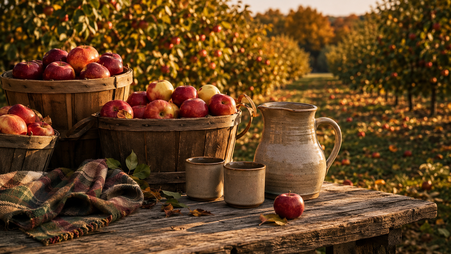 Apple Orchard Days lifestyle scene for the Harvest Hallow collection