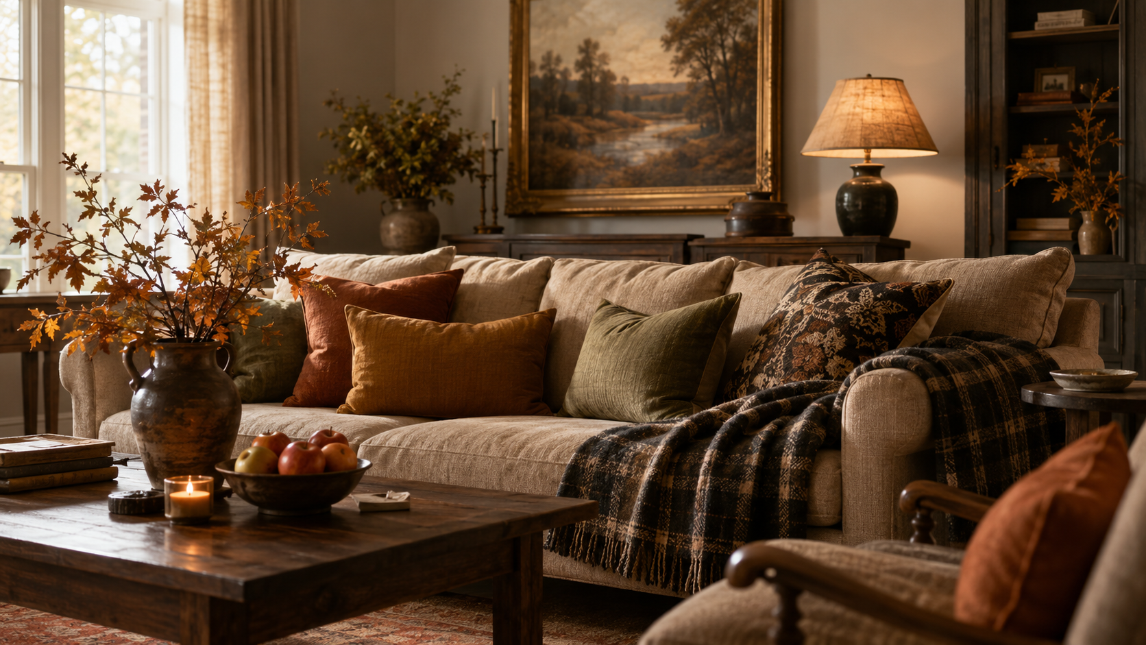 Warm layered autumn living room for the Autumn Home collection