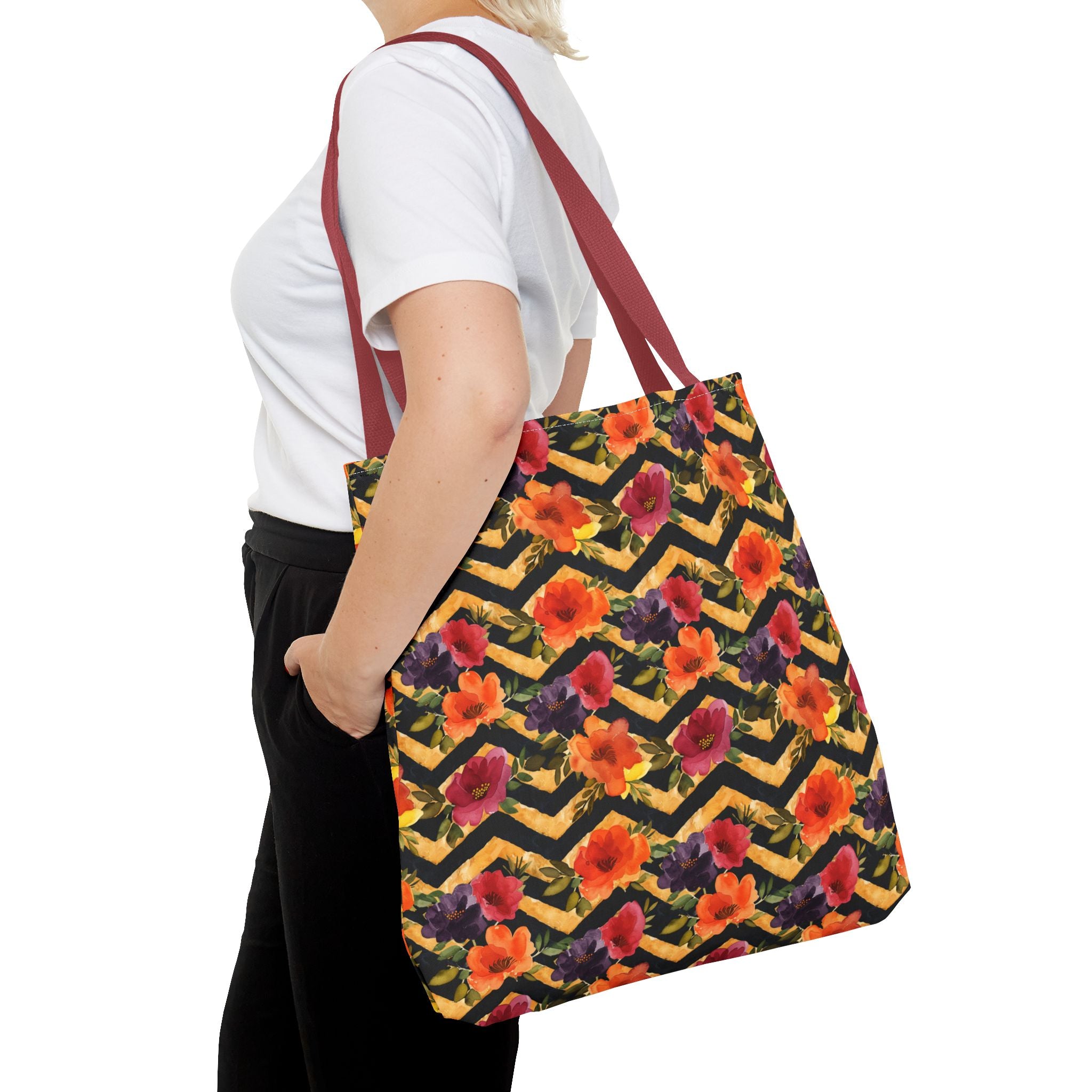 Sol y Alegría (Sun and Joy) Collection- Cactus Succulent Pattern Microfiber Blanket Soft Velveteen Throw for Home & Garden Lovers Floral Chevron Tote Bag — Bright Orange & Pink All-Over-Print Beach Shopper - Creations by Chris and Carlos