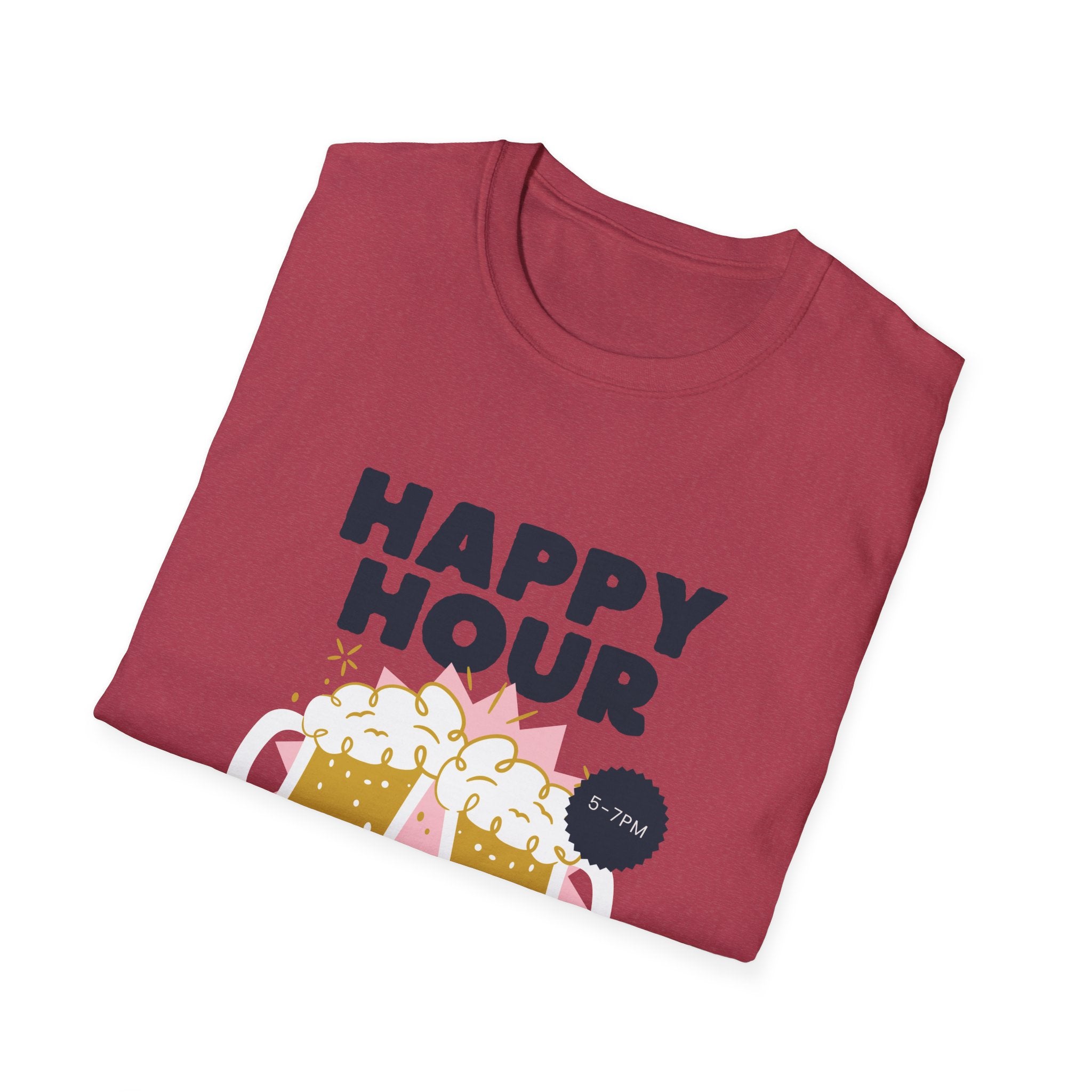Happy Hour Beer T-Shirt — Cheers Clinking Mugs Graphic Tee - Creations by Chris and Carlos