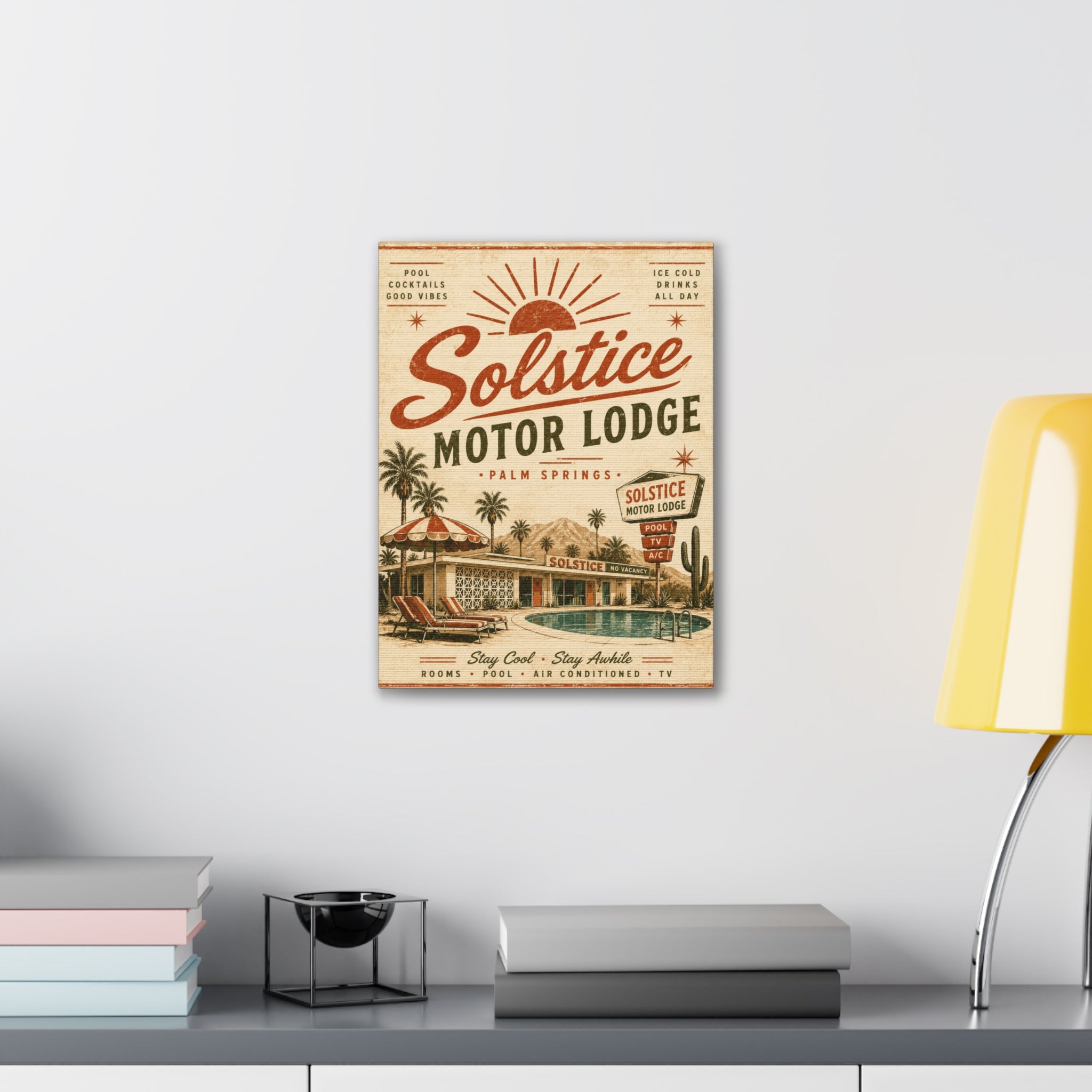 Solstice Motor Lodge Vintage Palm Springs Canvas Print - Creations by Chris and Carlos