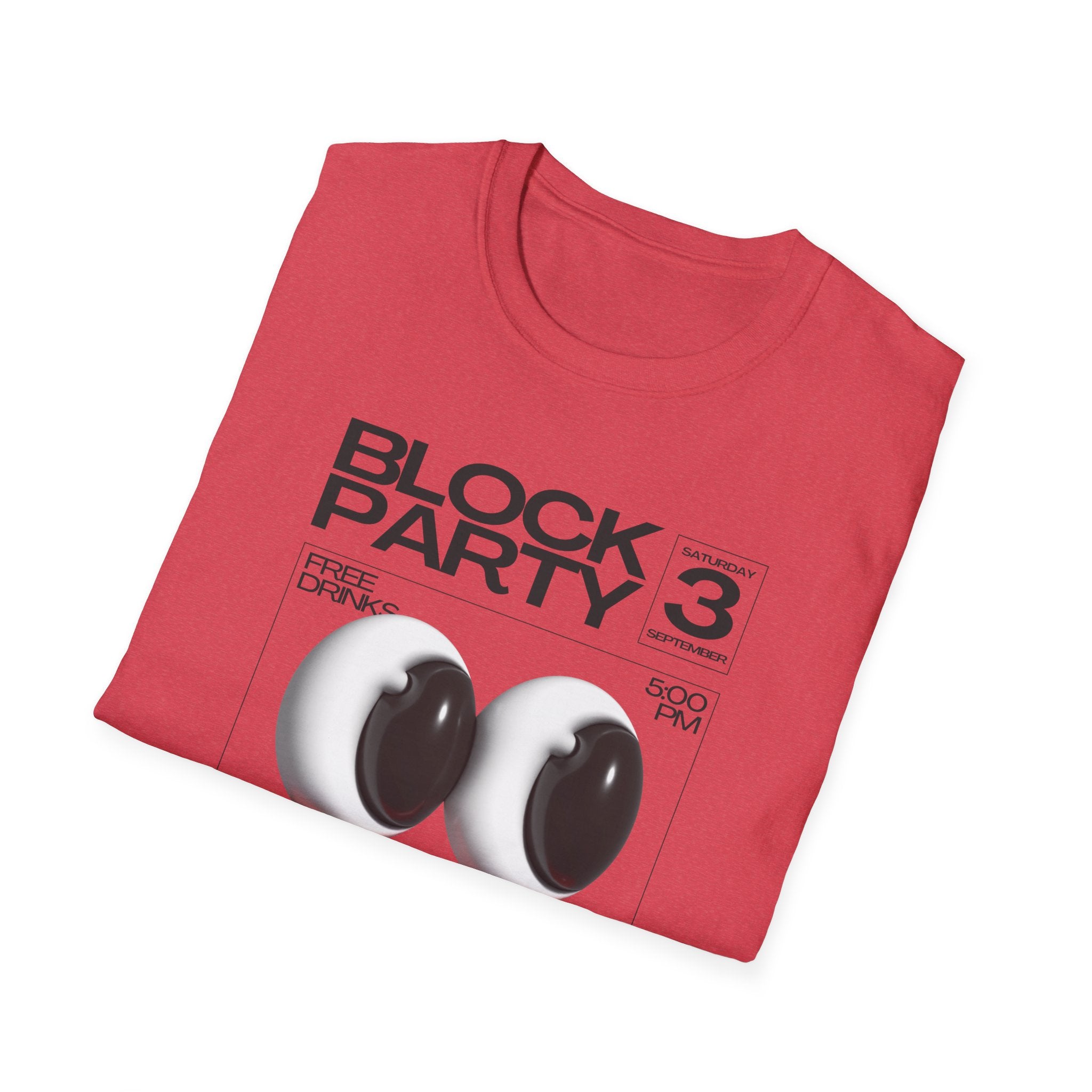 Block Party 3 Graphic Tee — 3D Smile Face Music Festival T-Shirt - Creations by Chris and Carlos