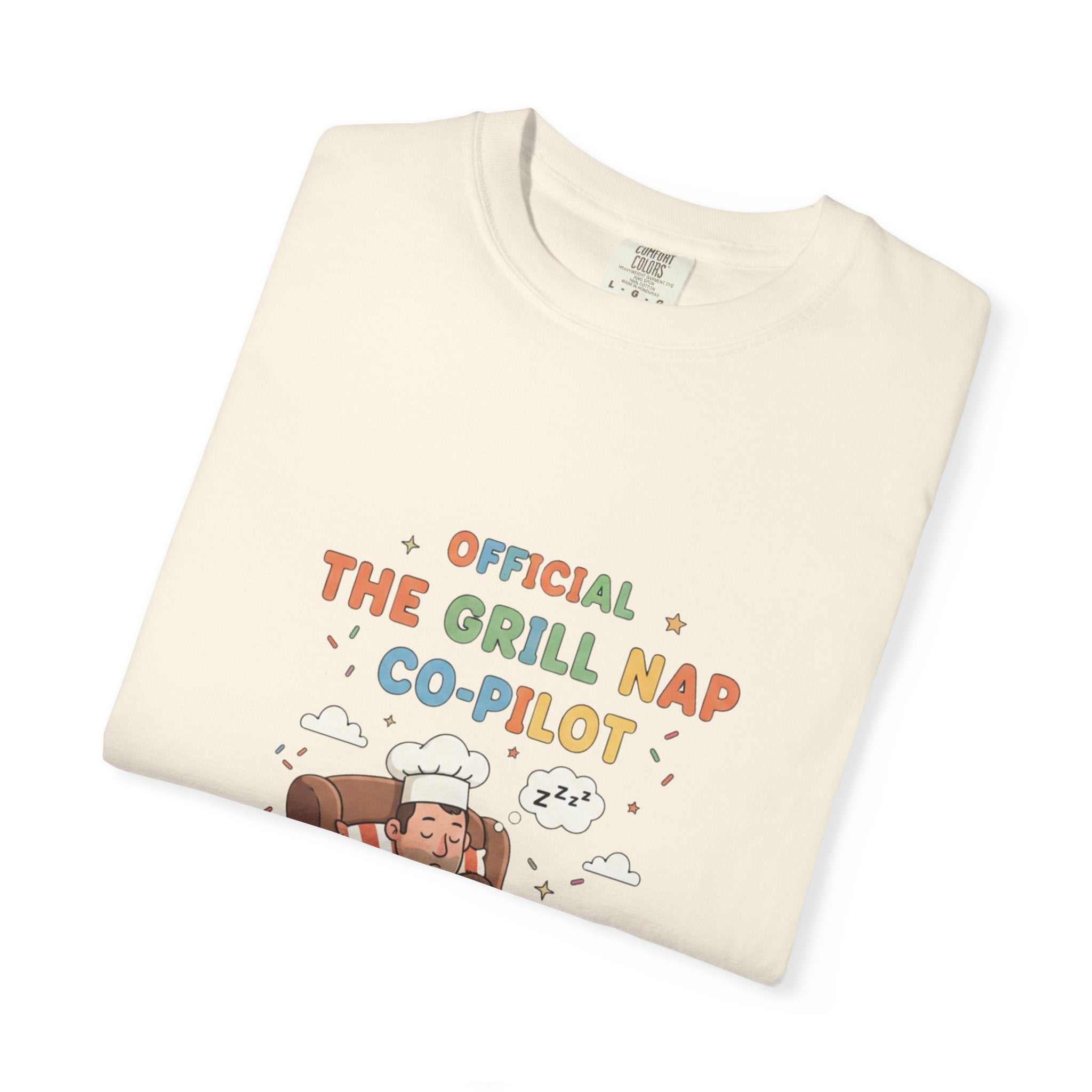 T-Shirt — "Official Grill Nap Co Pilot" Funny Retro Graphic Tee - Creations by Chris and Carlos