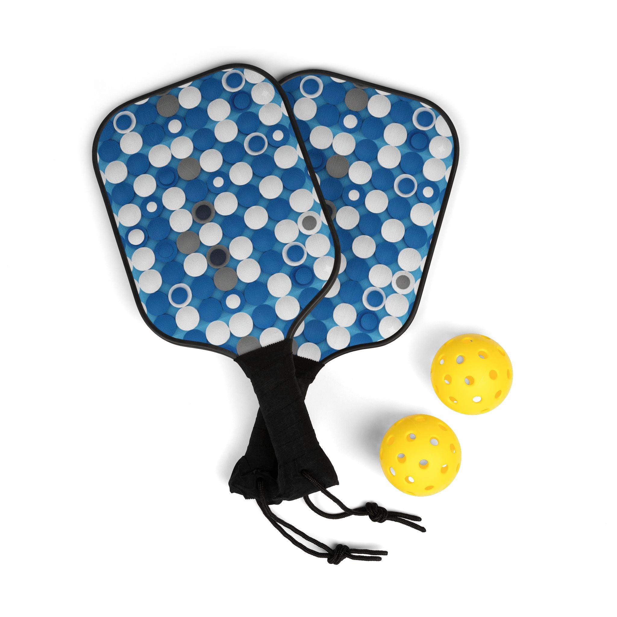 Prism Point Athletic Collection Pickleball Paddle Set — Blue Bubble Design Pickleball Kit with 2 Paddles & Balls - Creations by Chris and Carlos