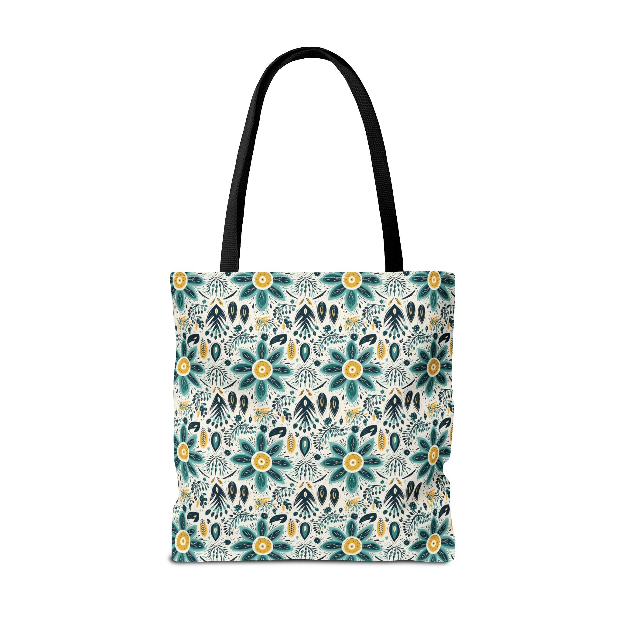 Sol y Alegría (Sun and Joy) Collection- Cactus Succulent Pattern Microfiber Blanket Soft Velveteen Throw for Home & Garden Lovers Floral Folk Art Tote Bag — Teal & Mustard All-Over Print - Creations by Chris and Carlos