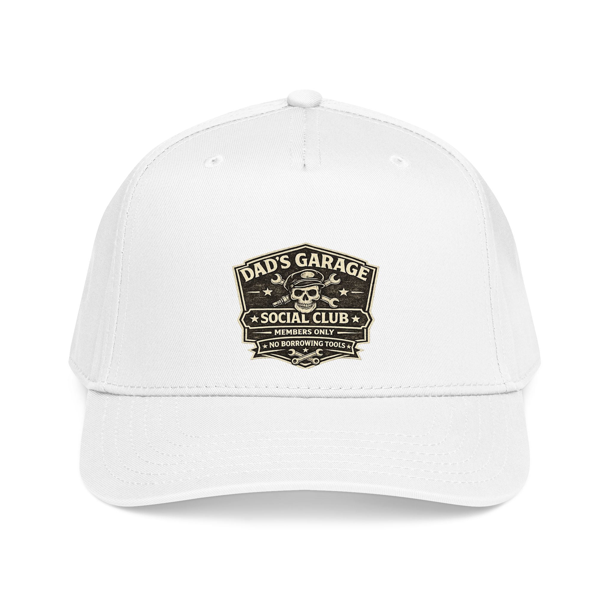 Dad's Garage Social Club Baseball Cap — Vintage Mechanic Snapback Hat - Creations by Chris and Carlos