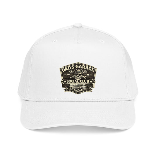 Dad's Garage Social Club Baseball Cap — Vintage Mechanic Snapback Hat - Creations by Chris and Carlos