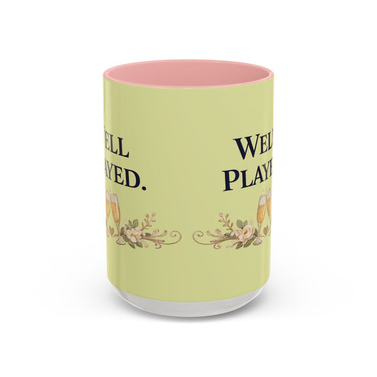 Well Played Coffee Mug — Floral Champagne Accent 11/15oz - Creations by Chris and Carlos