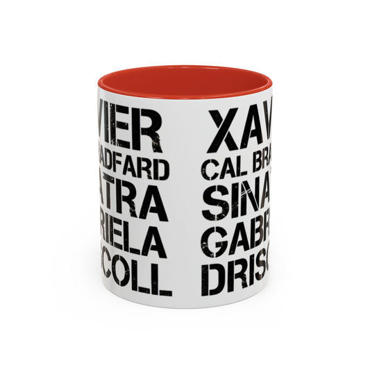 Paradise TV Show Typography Names Accent Coffee Mug — Bold Black Name List Design (11/15oz) - Creations by Chris and Carlos