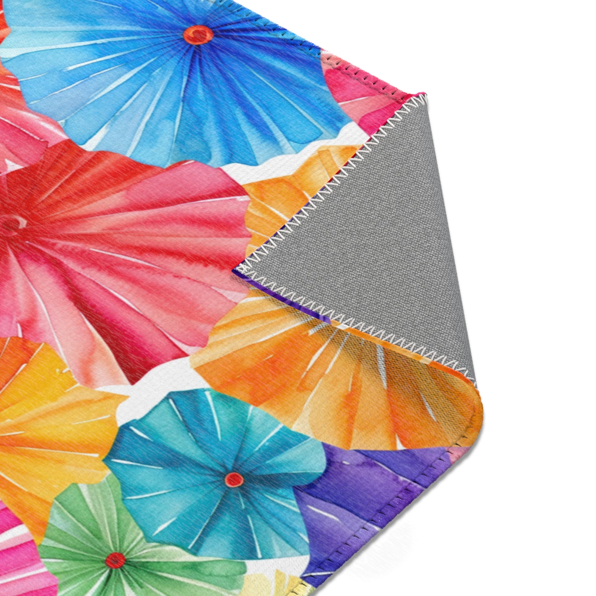 Sol y Alegría (Sun and Joy) Collection- Vibrant Umbrella Pattern Area Rug — Colorful Tropical Beach Vibe Accent Rug - Creations by Chris and Carlos