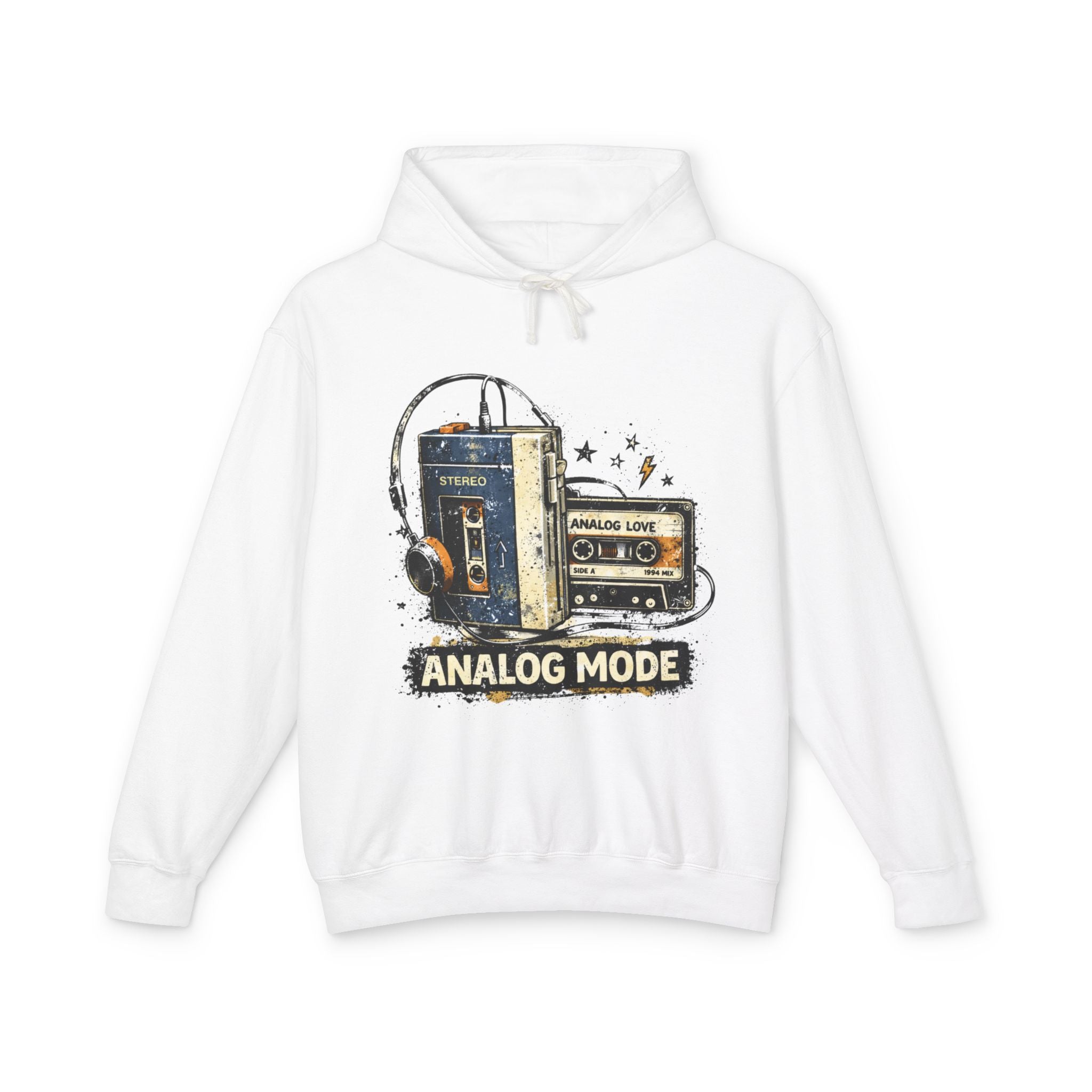 Analog Mode Hoodie — Retro Cassette & Walkman Vintage Music Pullover - Creations by Chris and Carlos