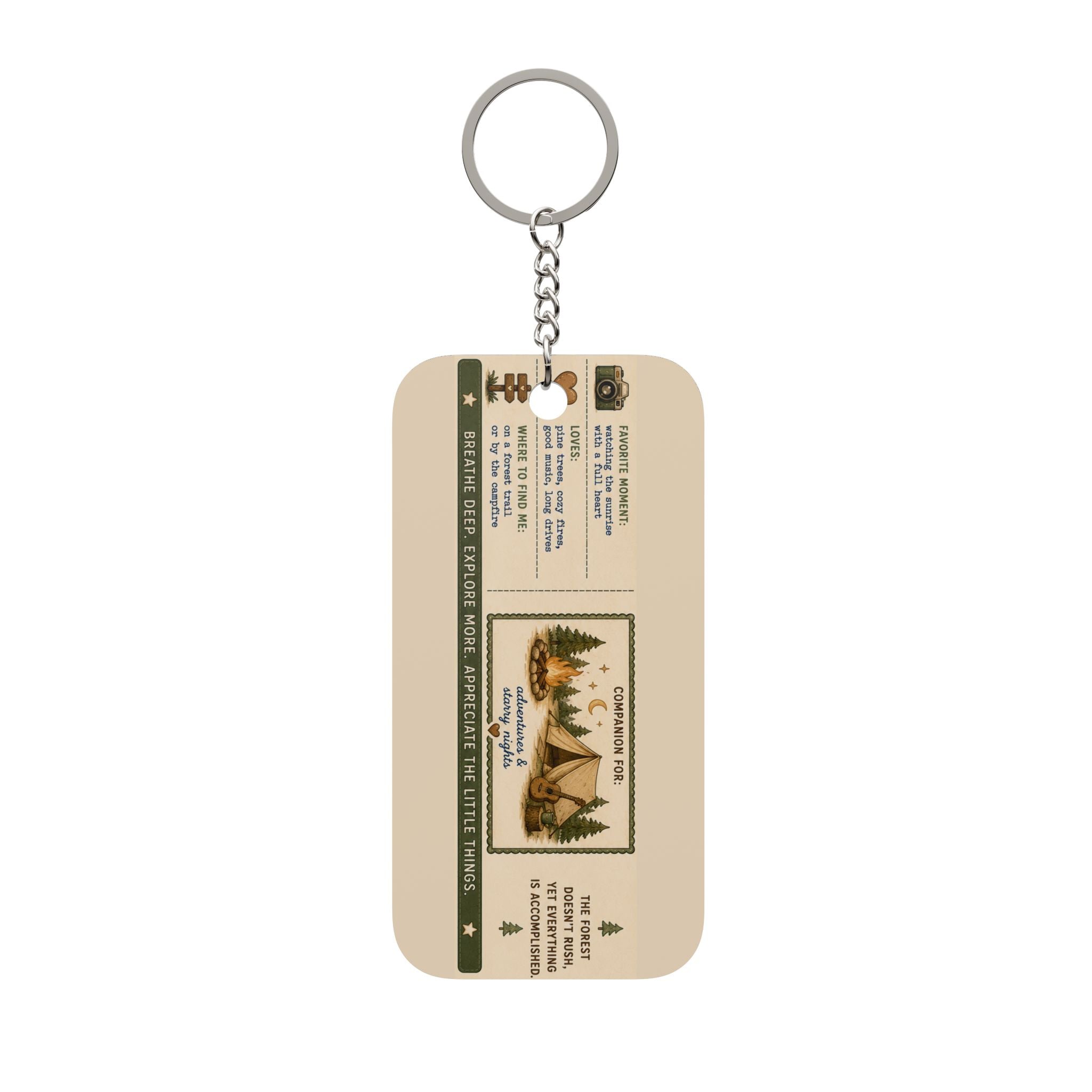 Old Soul Camping Keychain — Double-Sided Vintage Bear & Tent Charm - Creations by Chris and Carlos