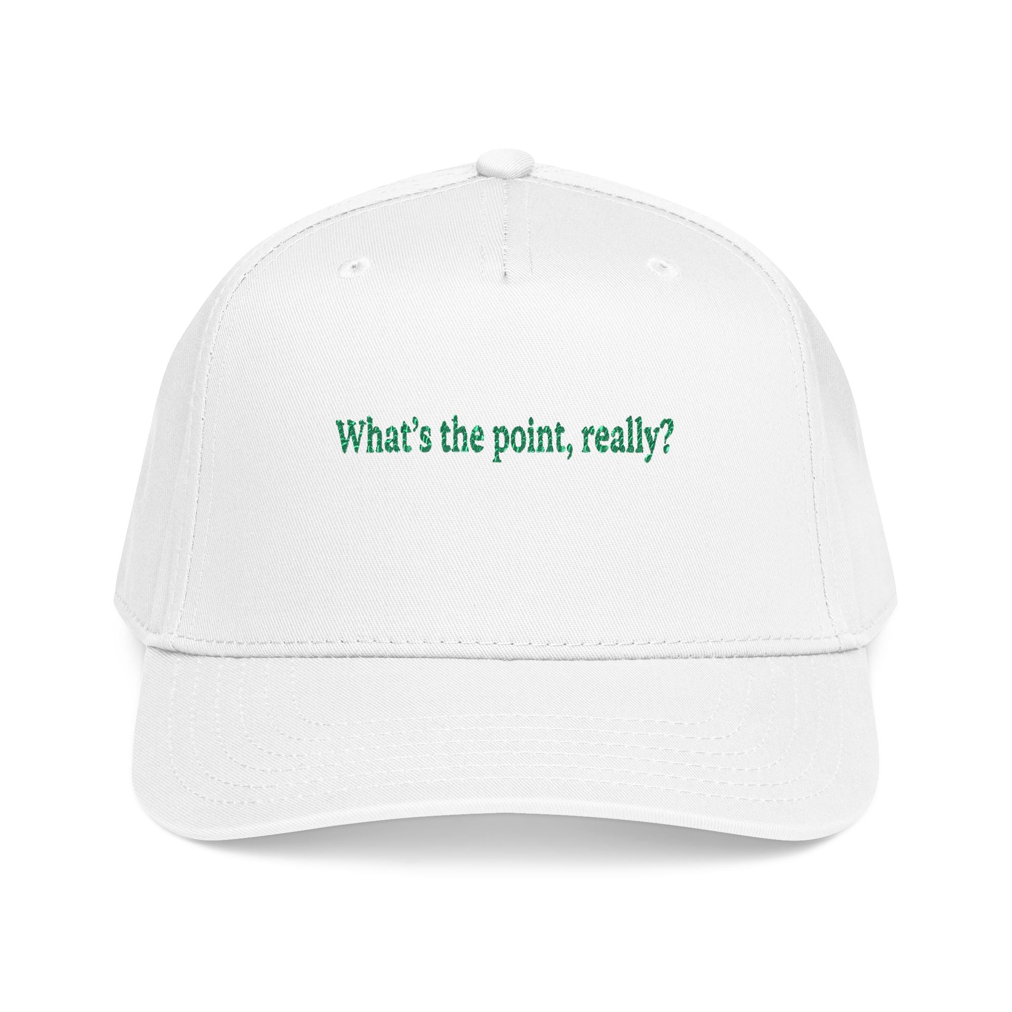 Embroidered 'What's the point, really?' Baseball Cap - Creations by Chris and Carlos
