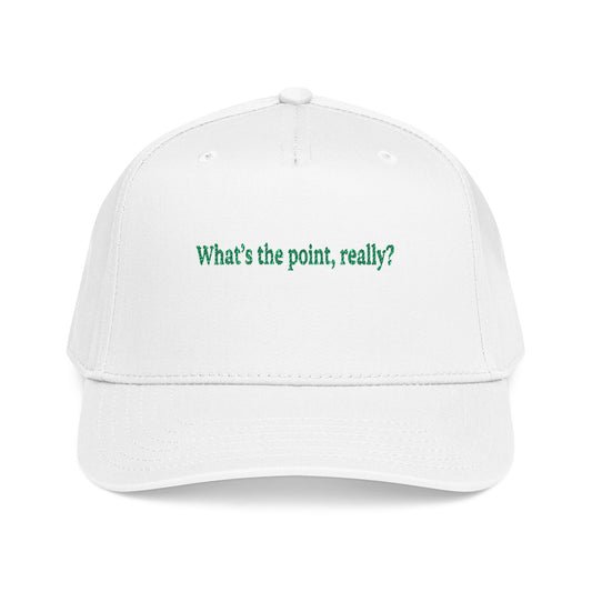 Embroidered 'What's the point, really?' Baseball Cap - Creations by Chris and Carlos