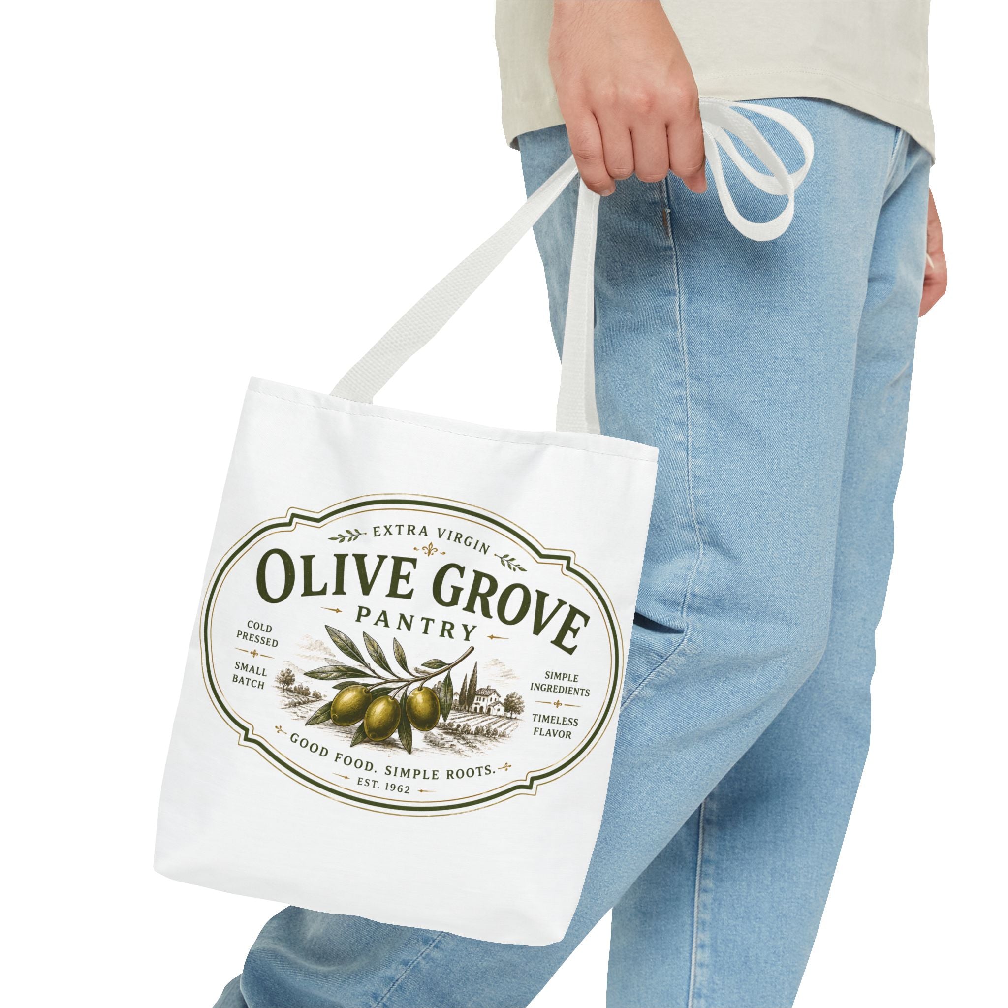 Olive Grove Pantry Tote Bag — Vintage Olive Oil Market Grocery Tote - Creations by Chris and Carlos