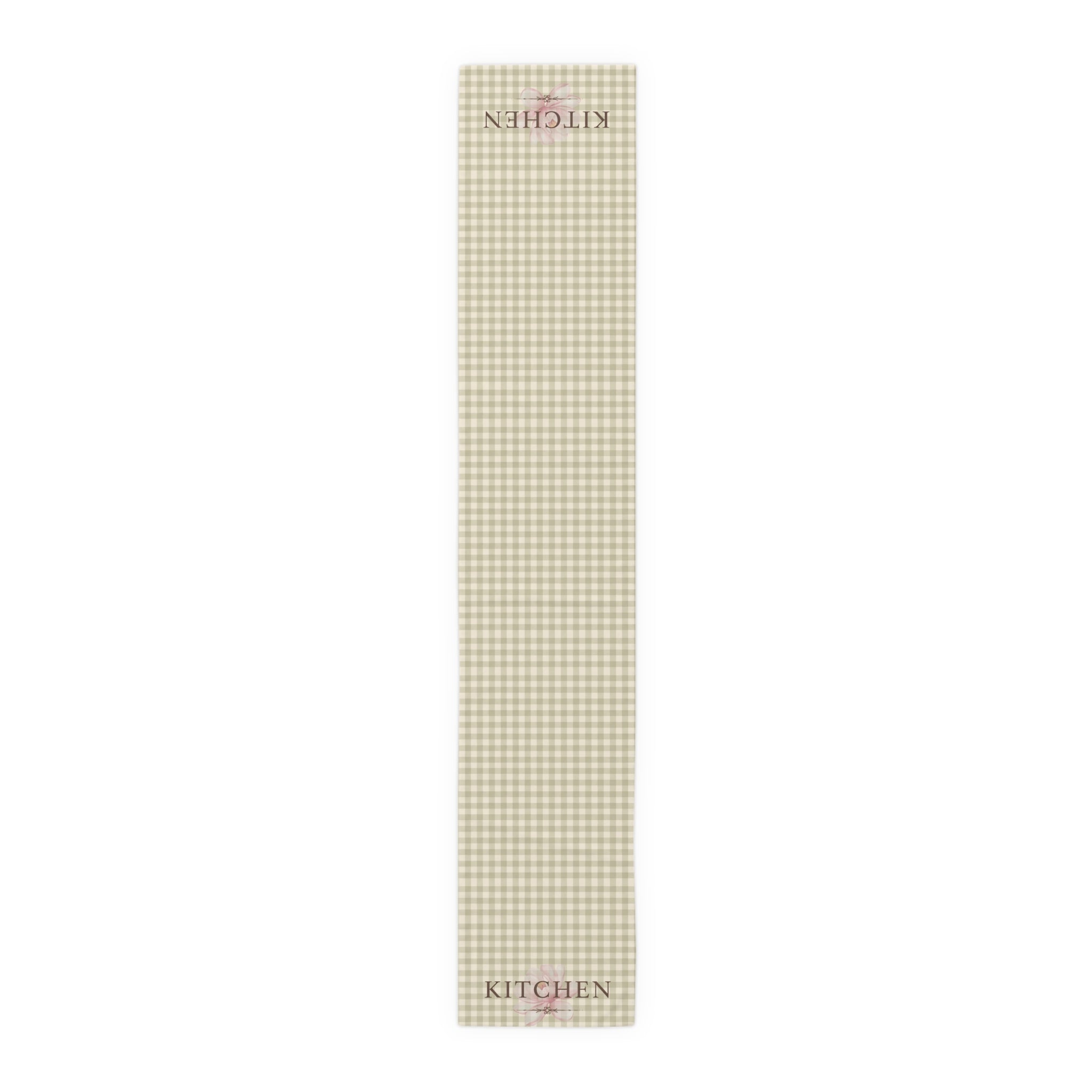 Farmhouse Gingham Table Runner — "Kitchen" Cotton-Blend Decor - Creations by Chris and Carlos