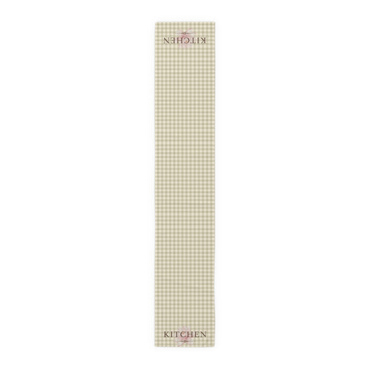 Farmhouse Gingham Table Runner — "Kitchen" Cotton-Blend Decor - Creations by Chris and Carlos