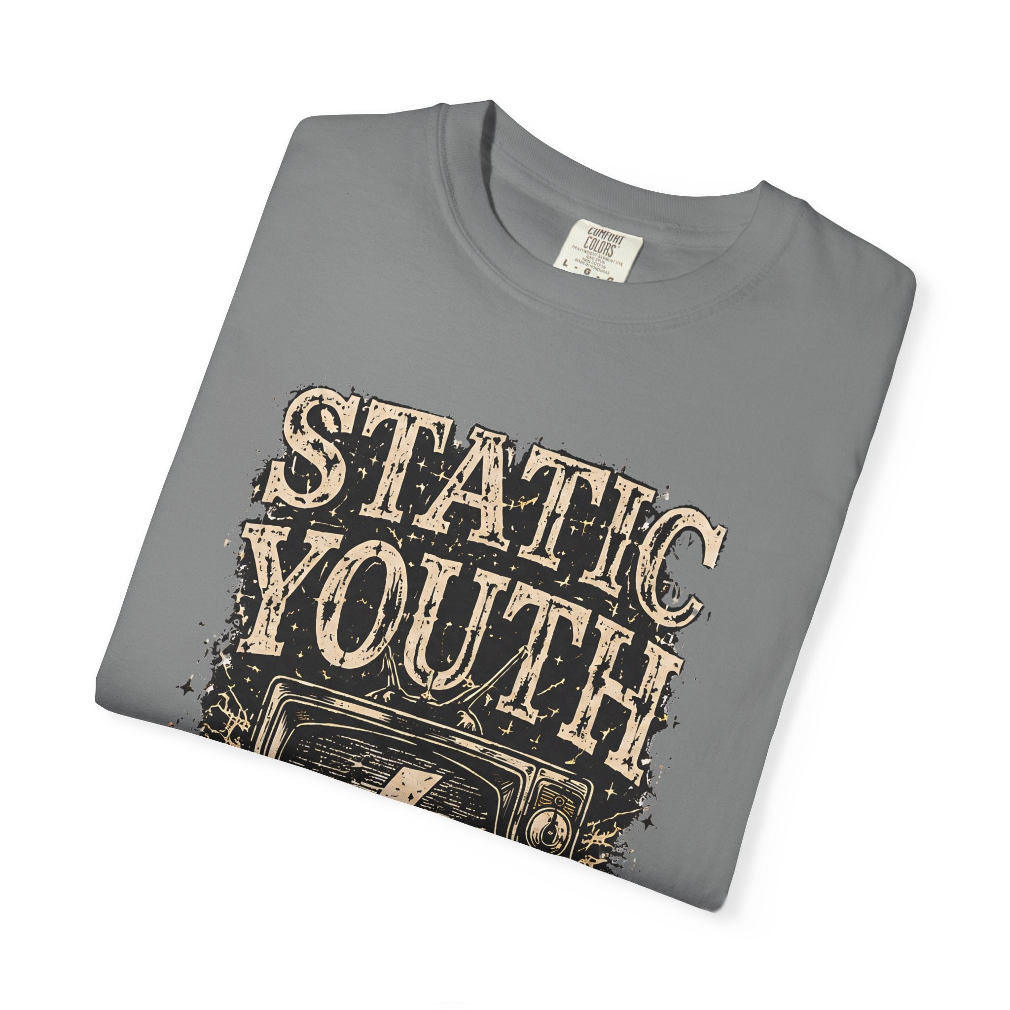 Static Youth Graphic Tee — Vintage TV Lightning Bolt "Old Soul Replay" - Creations by Chris and Carlos