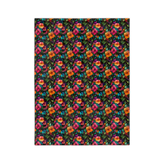 Sol y Alegría (Sun and Joy) Collection-Floral Velvet Microfiber Blanket Colorful Tropical Bloom Throw - Creations by Chris and Carlos