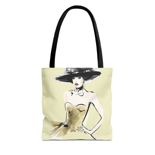 Fashion Illustration Tote Bag — Chic Woman in Hat Design - Creations by Chris and Carlos