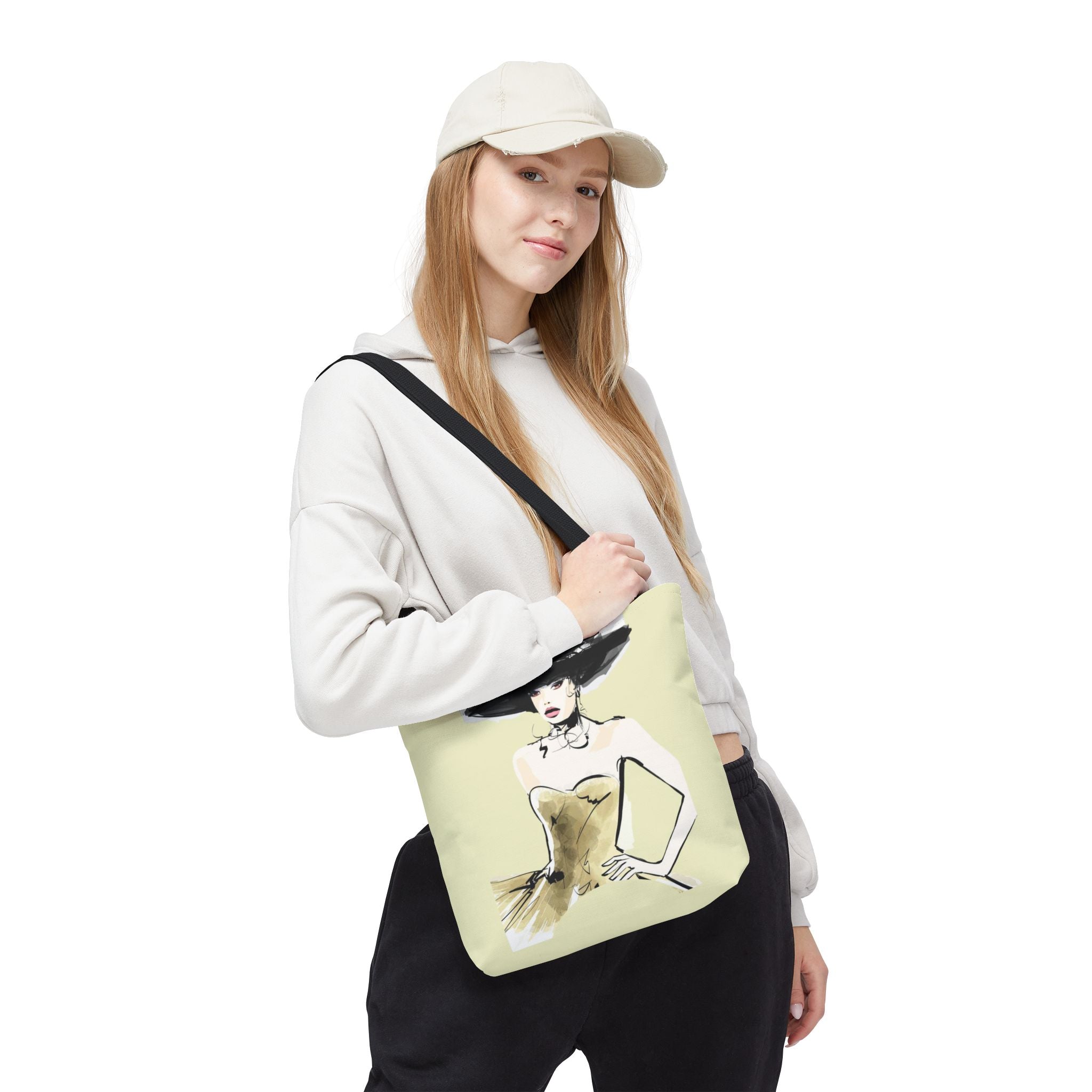 Fashion Illustration Tote Bag — Chic Woman in Hat Design - Creations by Chris and Carlos