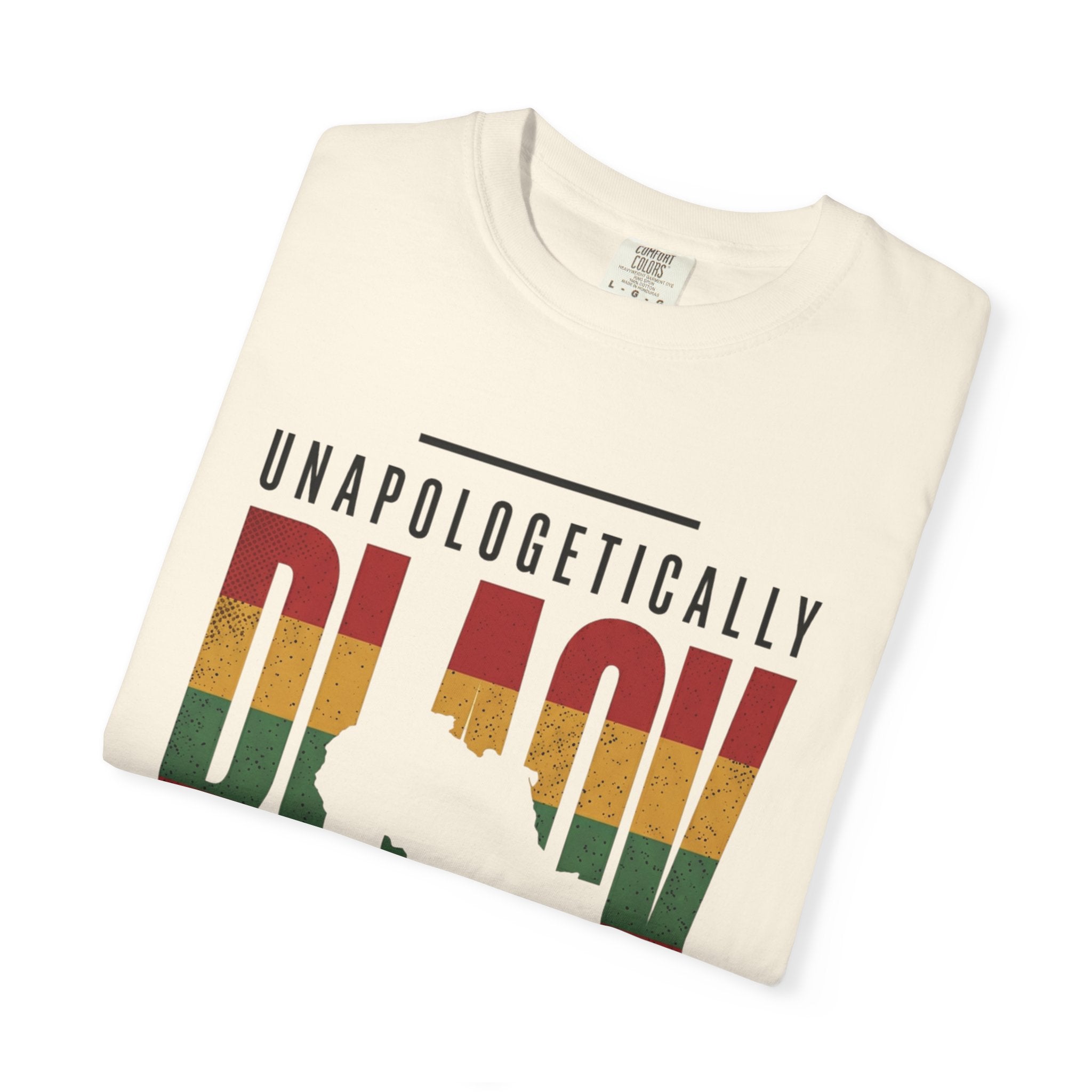 Unapologetically Black T-Shirt — Retro Pan-African Stripes - Creations by Chris and Carlos
