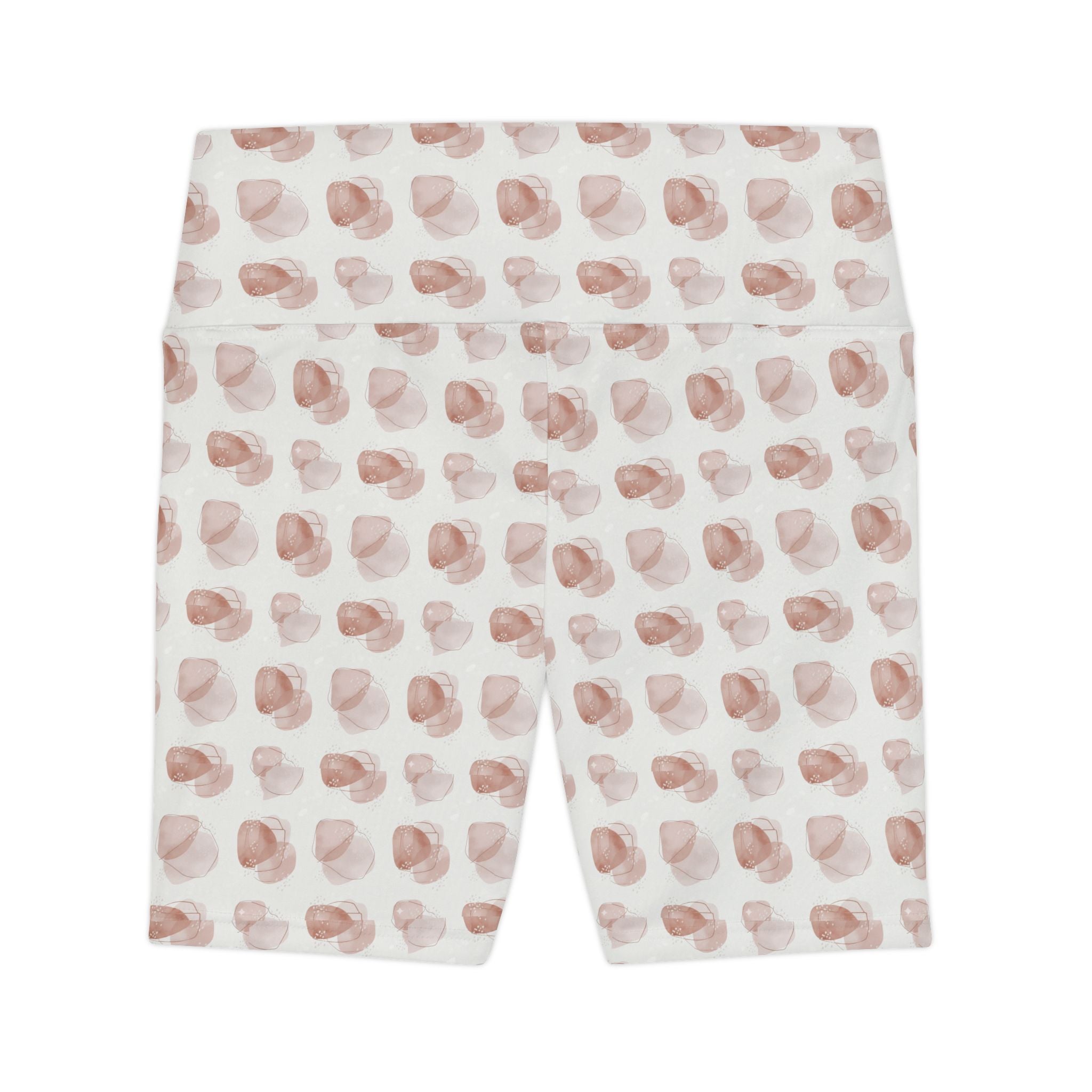 Watercolor Rose Petal Workout Shorts — Women's High-Waist Active Biker Shorts - Creations by Chris and Carlos