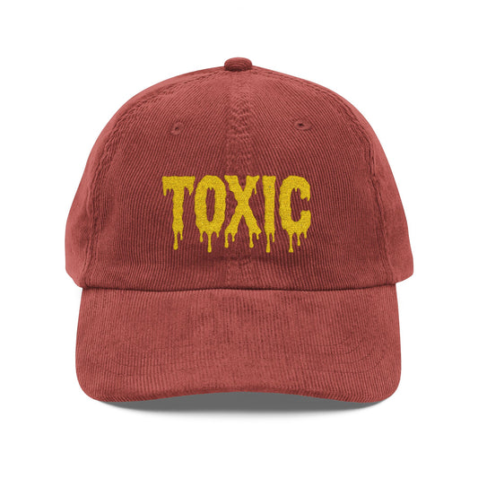 Vintage Corduroy Cap — Embroidered "TOXIC" Drip Graphic - Creations by Chris and Carlos