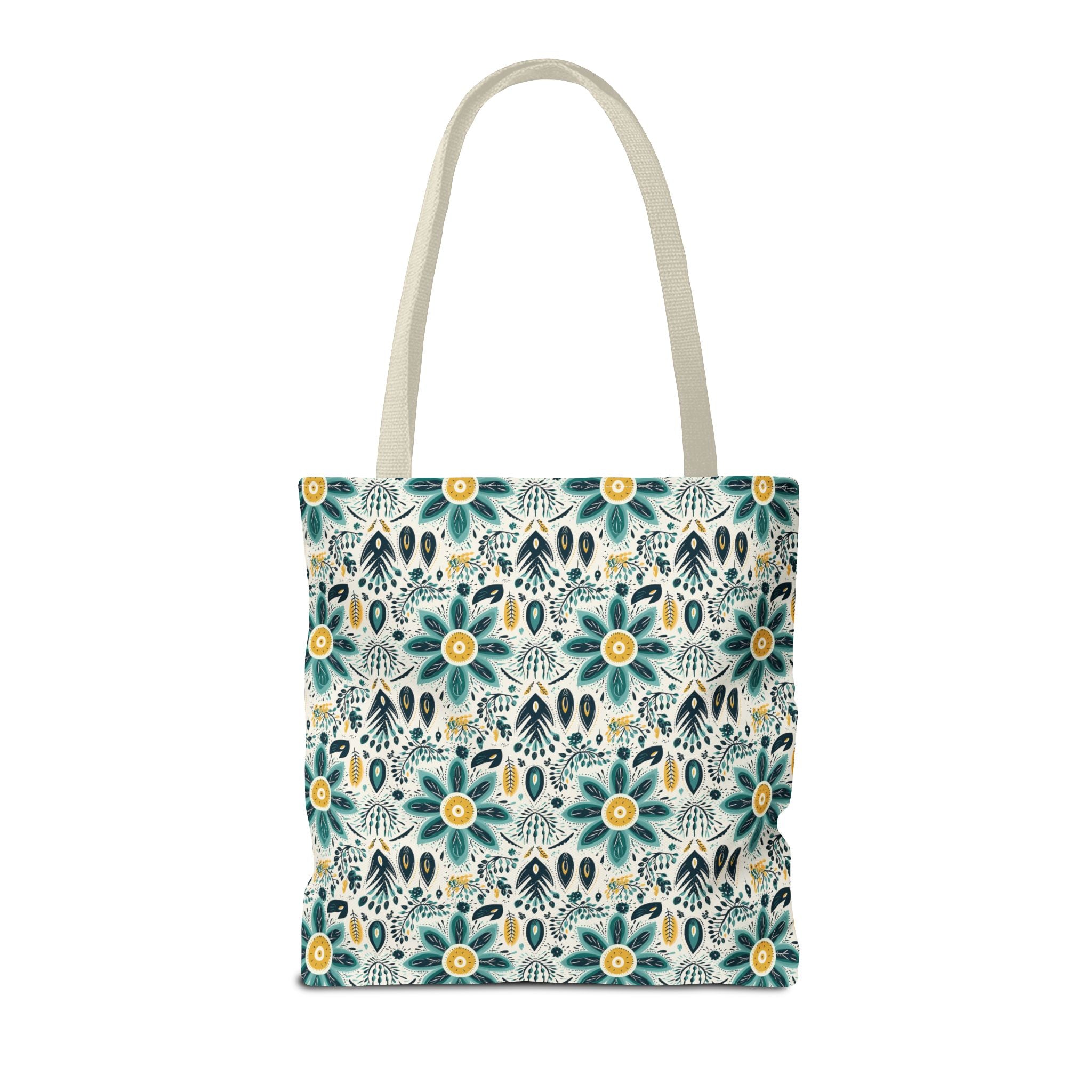 Sol y Alegría (Sun and Joy) Collection- Cactus Succulent Pattern Microfiber Blanket Soft Velveteen Throw for Home & Garden Lovers Floral Folk Art Tote Bag — Teal & Mustard All-Over Print - Creations by Chris and Carlos